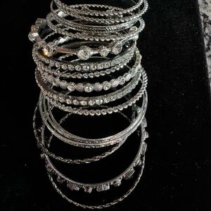 Silver Rhinestone Bangle Set
